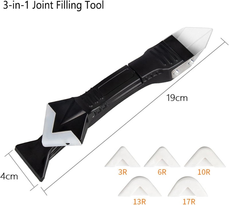 eweek Multifunctional 3-in-1 Silicone Caulking Tool kit - The Ultimate Tile Joint Treatment Tool for Cleaning, Leveling, Seam Pressing, Shaping and Edge Finishing (Plastic Scouring Blade) - Image 4